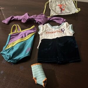 American Girl Gymnastics Outfit Set - Teal, Purple, Yellow, White, Black